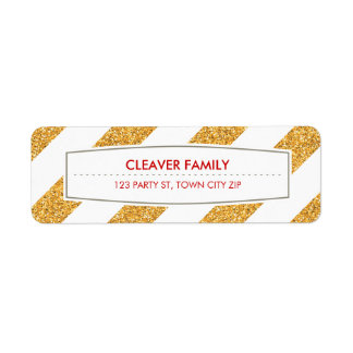 RETURN ADDRESS wide stripe pattern glitter gold
