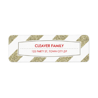RETURN ADDRESS wide stripe pattern glitter gold
