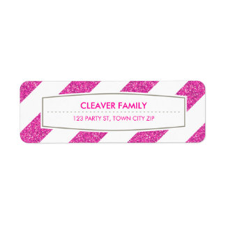 RETURN ADDRESS wide stripe pattern glitter pink