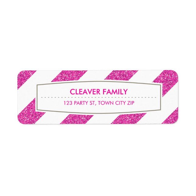 RETURN ADDRESS wide stripe pattern glitter pink (Front)