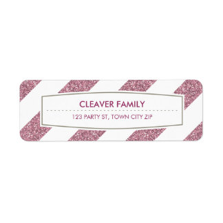 RETURN ADDRESS wide stripe pattern glitter pink