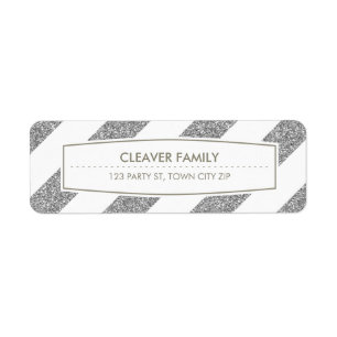 RETURN ADDRESS wide stripe pattern glitter silver