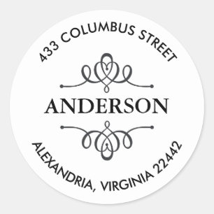 Return Address with Decorative Emblem Classic Round Sticker