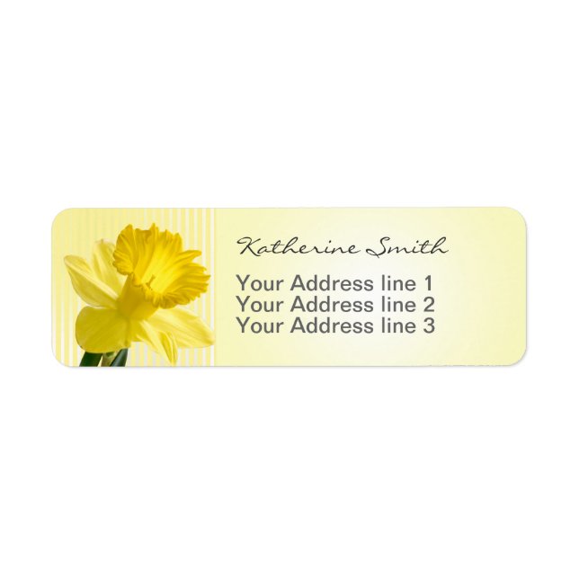 Return Address Yellow Daffodil Picture and Stripes (Front)