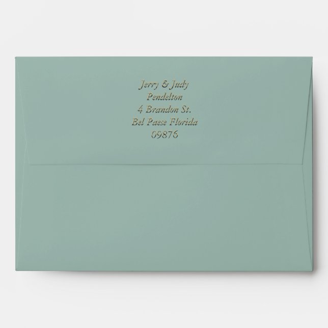 Return Addressed Golden Veiled Wildflower Envelope (Back (Top Flap))