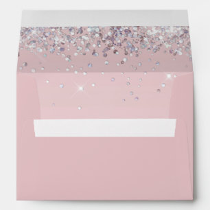 Return Addressed Pink Glitter Invitation Envelope
