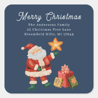 Return label santa claus nice presents