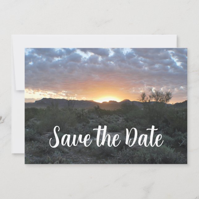 Return Label with Desert Scene Background Save The Date (Front)