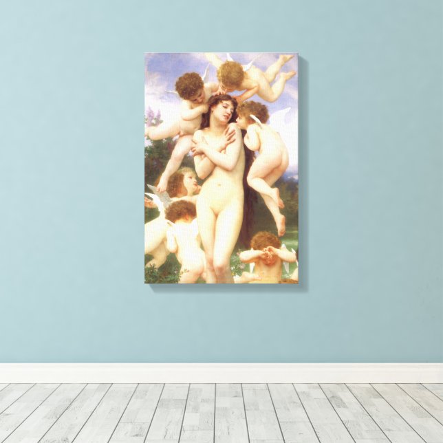 Return of Spring (Le Printemps) by Bouguereau Canvas Print (Insitu(Wood Floor))
