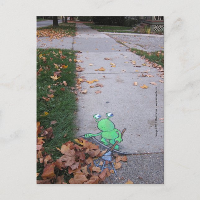 return of the lazy leaf-raker postcard (Front)