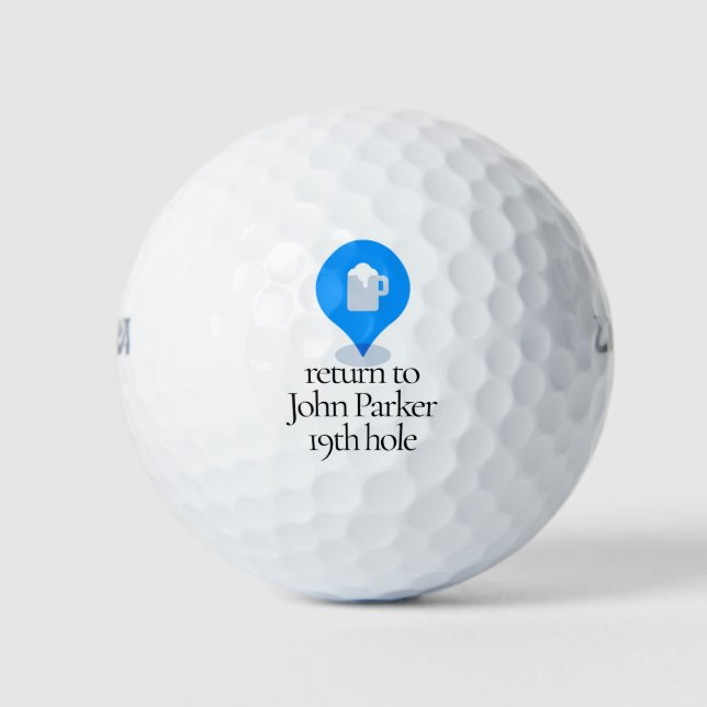 Return to 19th hole custom name golf balls (Front)