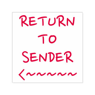 "RETURN TO SENDER" and Arrow Sign Rubber Stamp