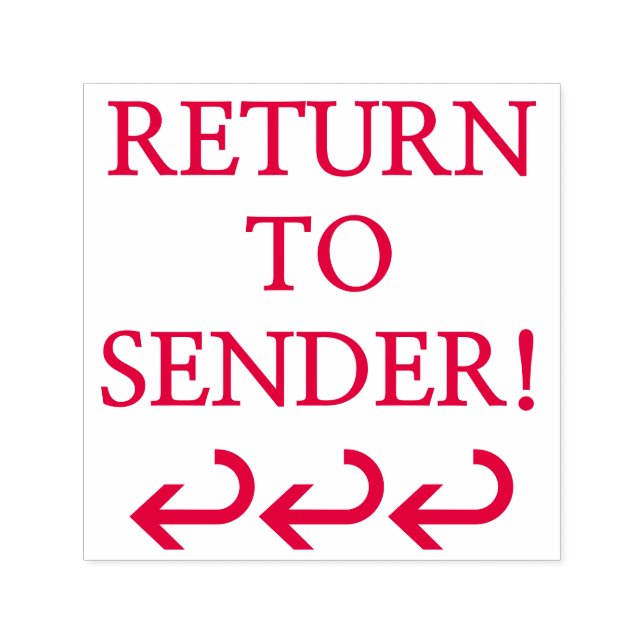 "RETURN TO SENDER!" + Curled Arrow Rubber Stamp (Design)