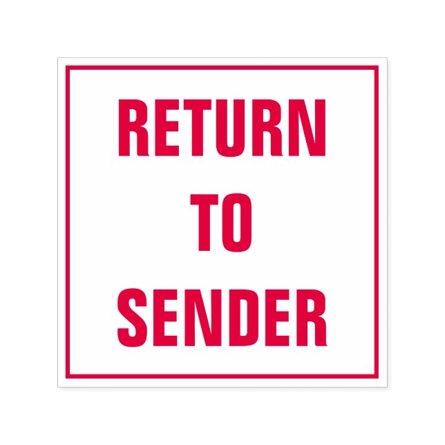 "RETURN TO SENDER" in Square Rubber Stamp (Design)