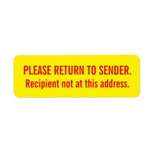 Return to Sender Not at this Address Stickers