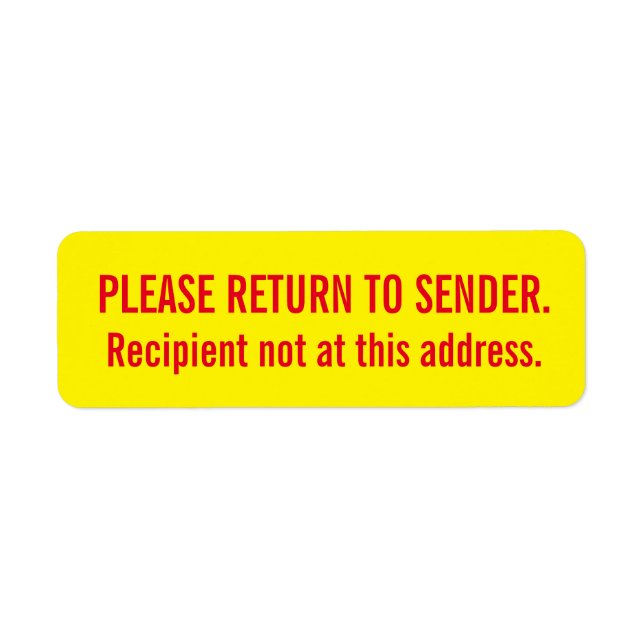Return to Sender Not at this Address Stickers (Front)