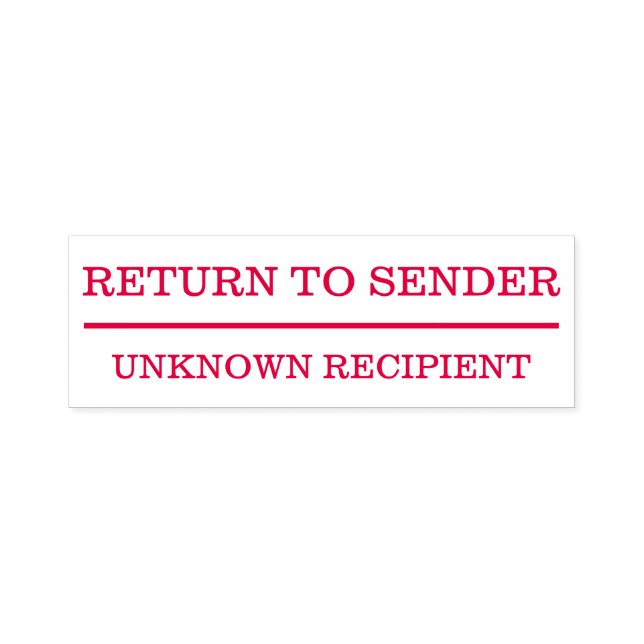 "RETURN TO SENDER" + "UNKNOWN RECIPIENT" + Line Self-inking Stamp (Design)