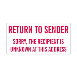 "RETURN TO SENDER" Unknown Recipient Rubber Stamp