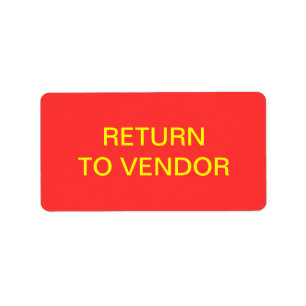 Return To Vendor Inventory Control Label