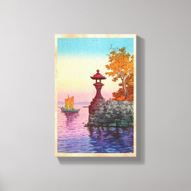 Returning Sailboat at Yabase Tsuchiya Koitsu hanga Canvas Print (Front)