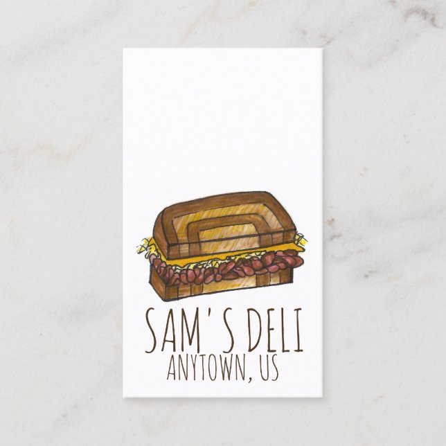 Reuben Sandwich Jewish Deli Food Restaurant Chef Business Card (Front)