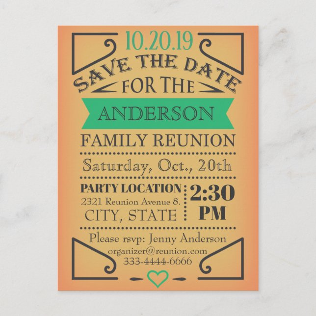 Reunion design, vintage poster style. postcard (Front)