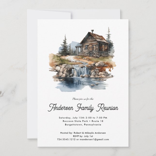Réunion familiale Rustic Forest Cabine Invitation (Devant)