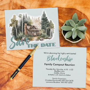 Reunion Gathering Rustic Cabin Announcement  Postcard