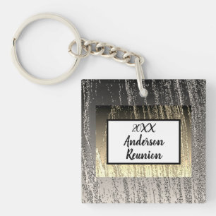 Reunion Gilittery Silver and Gold Stripes Memento Keychain