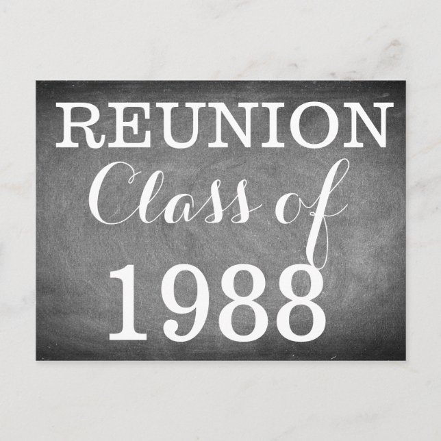 Reunion Handwriting Typography Black White Postcard (Front)