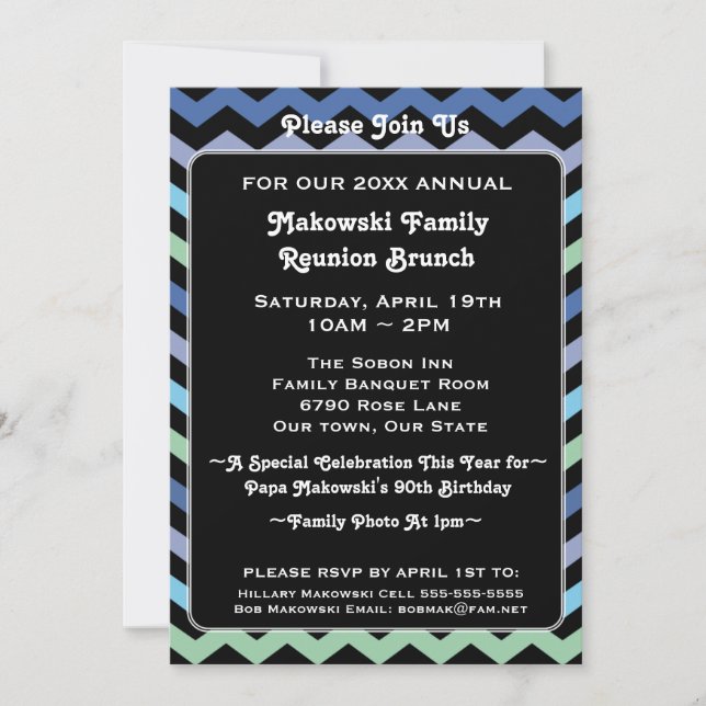 Réunion Motif Chevron, événement ou invitation de  (Devant)