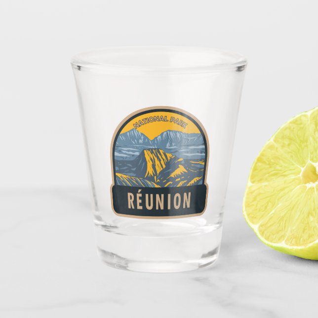Reunion National Park Vintage Shot Glass (Front)