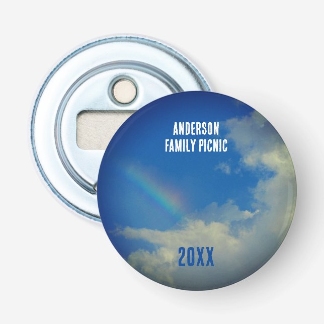 Reunion Rainbow Colourful Annual Family Picinic Bottle Opener (Front)