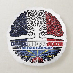 Réunion Réunionese French France Tree Roots Flag Round Pillow