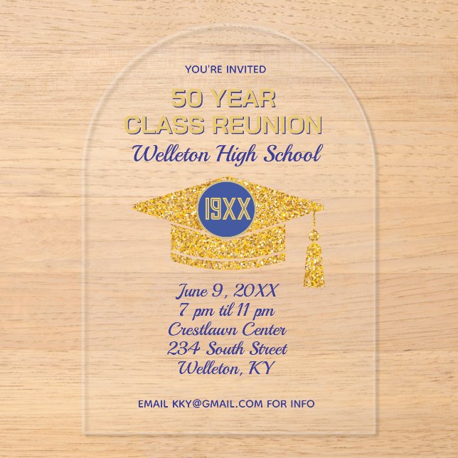 Reunion Time! Acrylic Class Reunion Invite Invitations (Front)
