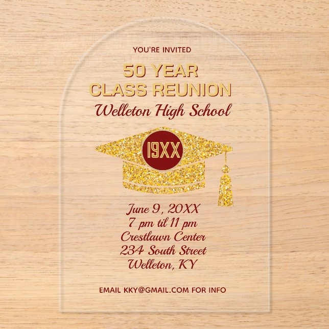 Reunion Time! Acrylic Class Reunion Invite Invitations (Front)