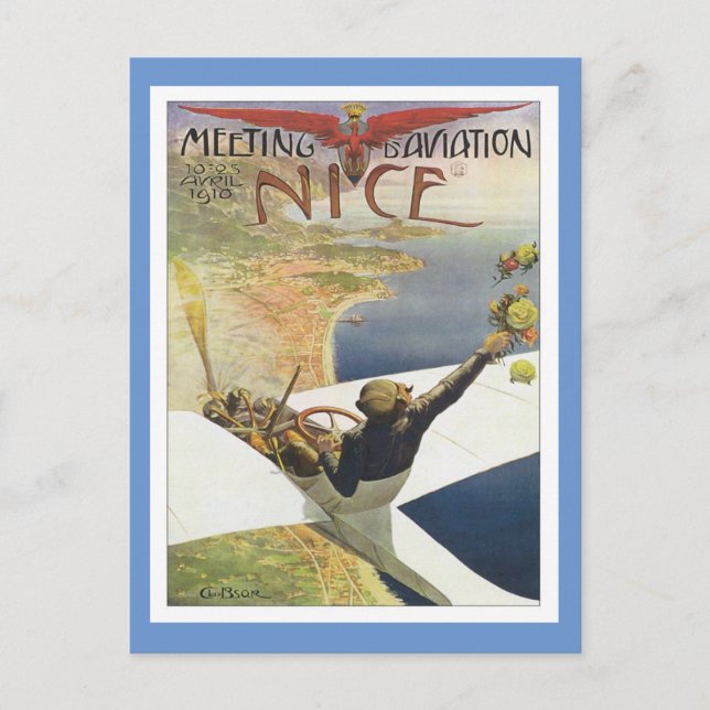 Réunion vintage D'aviation Nice Carte postale (Devant)