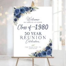 Reunion welcome sign, Class reunion Navy Blue Reun