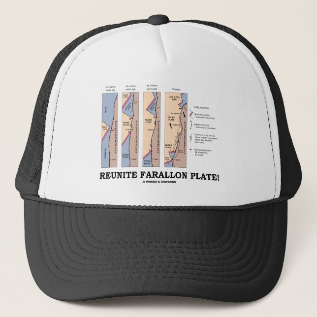 Reunite Farallon Plate! (Geology Plate Tectonics) Trucker Hat (Front)