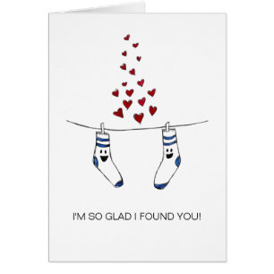 Reunited Socks Funny Romantic Watercolor Card