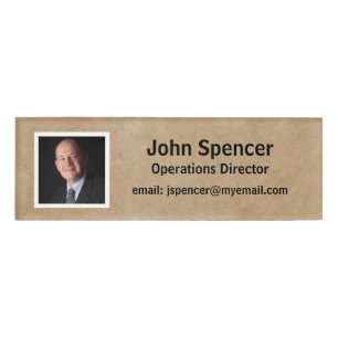 Reusable Beige and White Horizontal Photo Magnetic Name Tag