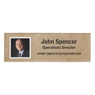 Reusable Beige and White Horizontal Photo Magnetic Name Tag