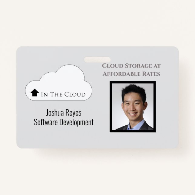 Reusable Black and Grey Photo Horizontal Magnetic  Badge (Front)