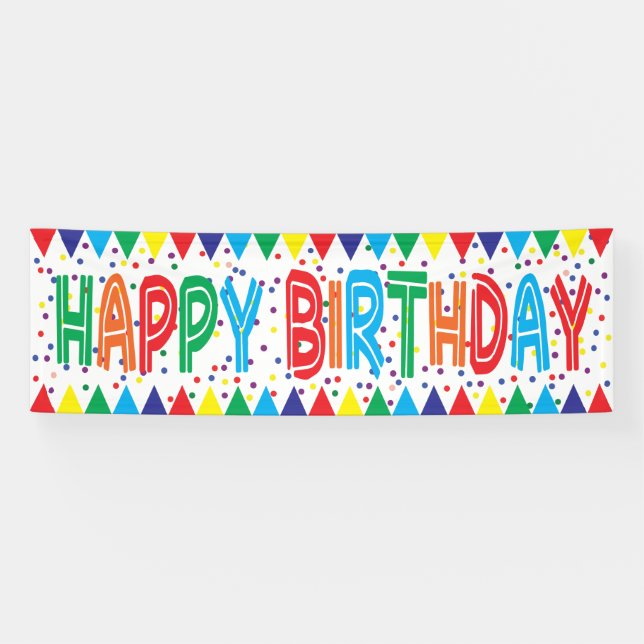 Reusable happy birthday in bright colours banner (Horizontal)