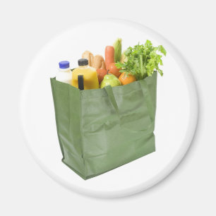 Reusable shopping bag full of groceries magnet