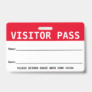Reusable Visitor Pass / Hall Pass - Customize Badge