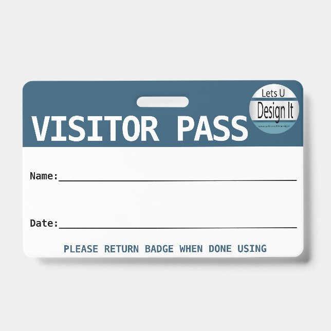 Reusable Visitor Pass / Hall Pass With Logo  Badge (Front)