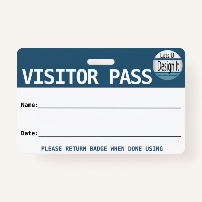Reusable Visitor Pass / Hall Pass With Logo  Badge (Front)