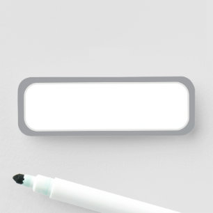 Reusable White Name Tag Grey Border