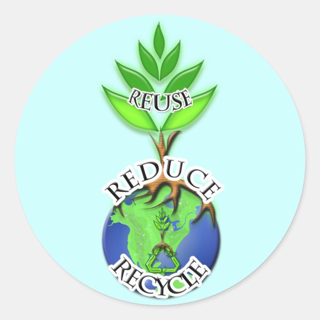 ReUse ReDuce ReCycle Classic Round Sticker (Front)